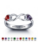 Birthstone ring, Sterling Silver Personalized Engravable Ring JEWJORI101977